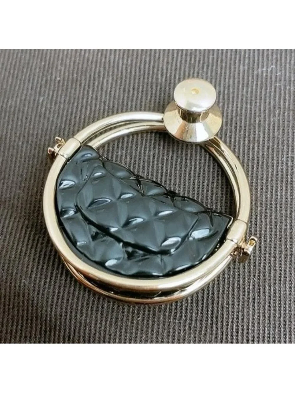 Chanel Brooch CC Logo Gold Quilted Bag